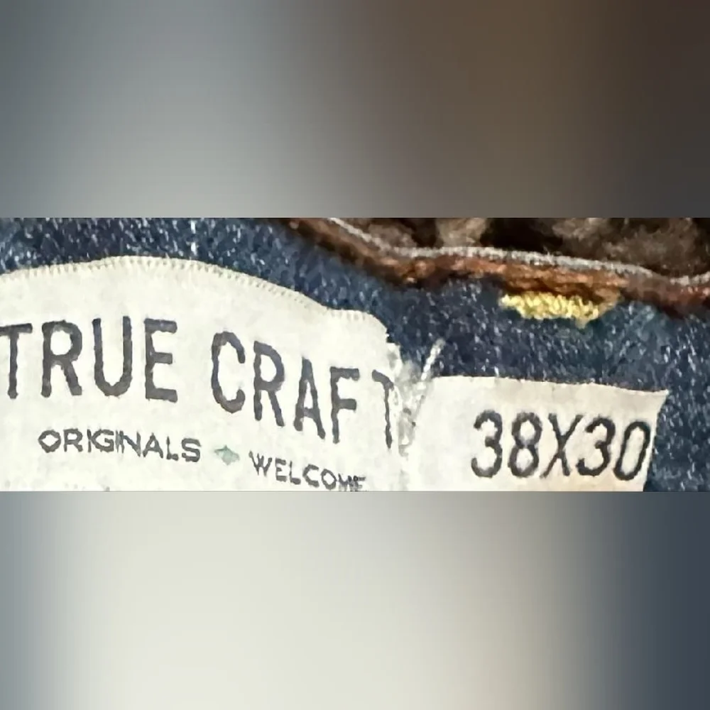 True Craft Medium Wash Distressed Men's Straight Leg Denim Jean Sz. 38x30
